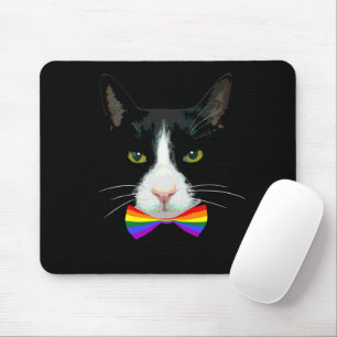 LGBT Gay Cat mit Rainbow Bow Krawatte Mousepad