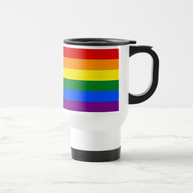 LGBT-Gay Pride 6-Streifen-Regenbogenflagge Reisebecher (Rechts)