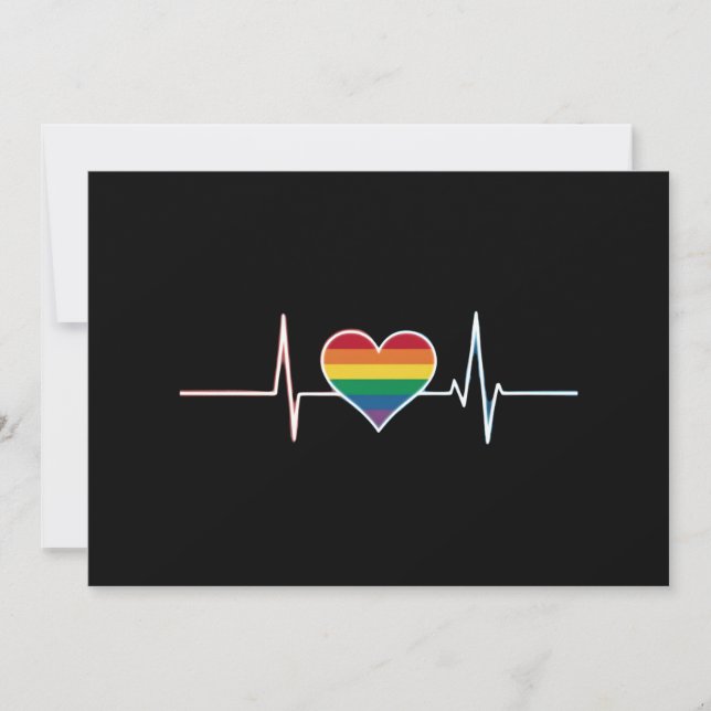 LGBT Gay Pride Heartbeat Lesbian Gays Liebe Ankündigung (Vorderseite)