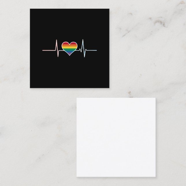 LGBT Gay Pride Heartbeat Lesbian Gays Liebe Quadratische Visitenkarte (Vorne/Hinten)