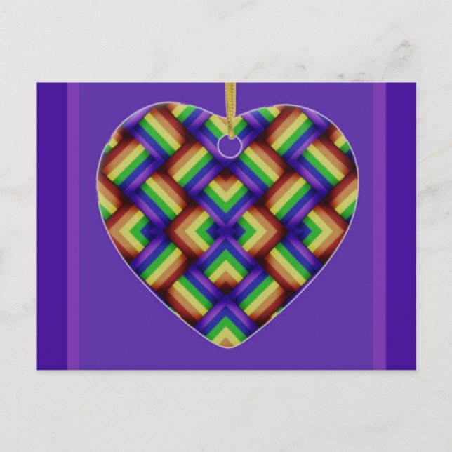 LGBT/Gay Pride Herzdekoration auf Lilac Postkarte (Vorderseite)