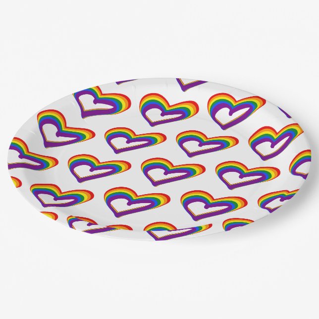 LGBT Gay Pride Liebe Regenbogenflagge LGBTQ Party Pappteller (Schrägansicht)