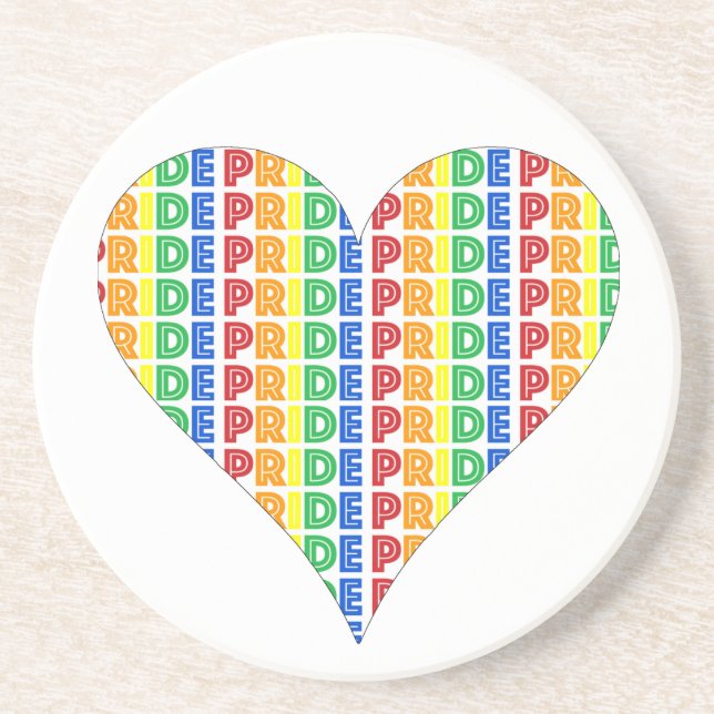 LGBT Gay Pride Monat Feier Rainbow Herz Getränkeuntersetzer (Vorne)