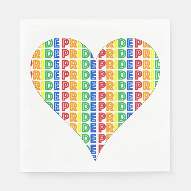 LGBT Gay Pride Monat Feier Rainbow Herz Serviette (Vorderseite)