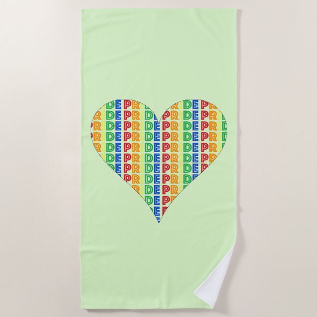 LGBT Gay Pride Monat Feier Rainbow Herz Strandtuch (Vorderseite)