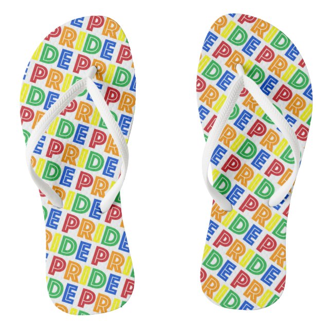 LGBT Gay Pride Monat Feier Regenbogen Buchstaben Flip Flops (Fußbett)