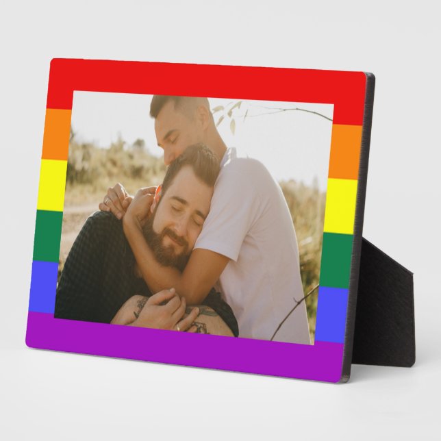 LGBT Gay Pride Rainbow Custom Foto Tabletop Easel Fotoplatte (Seite)