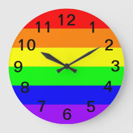 LGBT Gay Pride Rainbow Flag! Time For Equality! Große Wanduhr