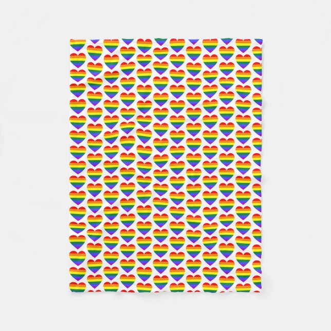LGBT Gay Pride Rainbow Herzmuster Fleecedecke (Vorderseite)