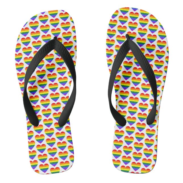 LGBT Gay Pride Rainbow Herzmuster Flip Flops (Fußbett)