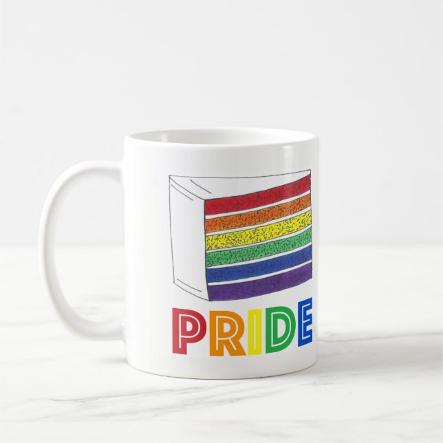 LGBT Gay Pride Rainbow Layer Cake Slice Kaffeetasse (Links)