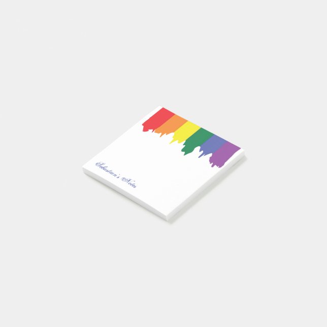 LGBT Gay Pride Rainbow Paint Personalisiert Post-it Klebezettel (angewinkelt)
