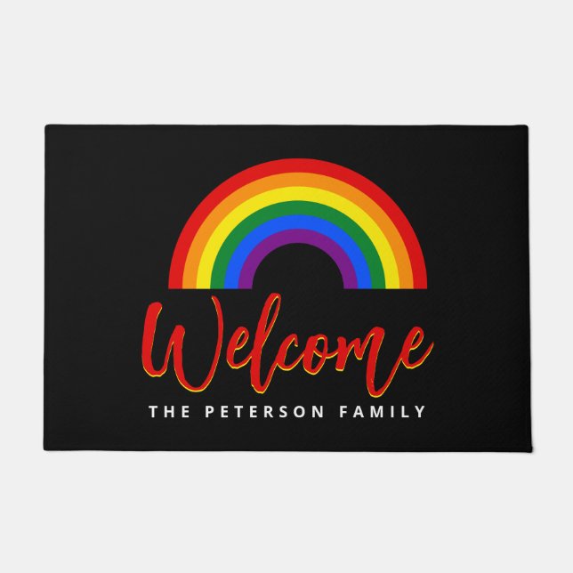LGBT | Gay Pride Rainbow Personalisieren Black Fußmatte (Vorderseite)