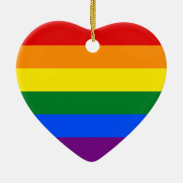 LGBT Gay Pride-Regenbogen-Flaggen-Streifen Keramik Ornament (Vorne)