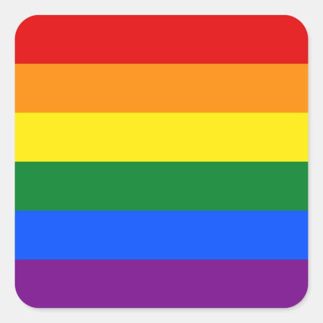 LGBT Gay Pride-Regenbogen-Flaggen-Streifen Quadratischer Aufkleber (Vorderseite)
