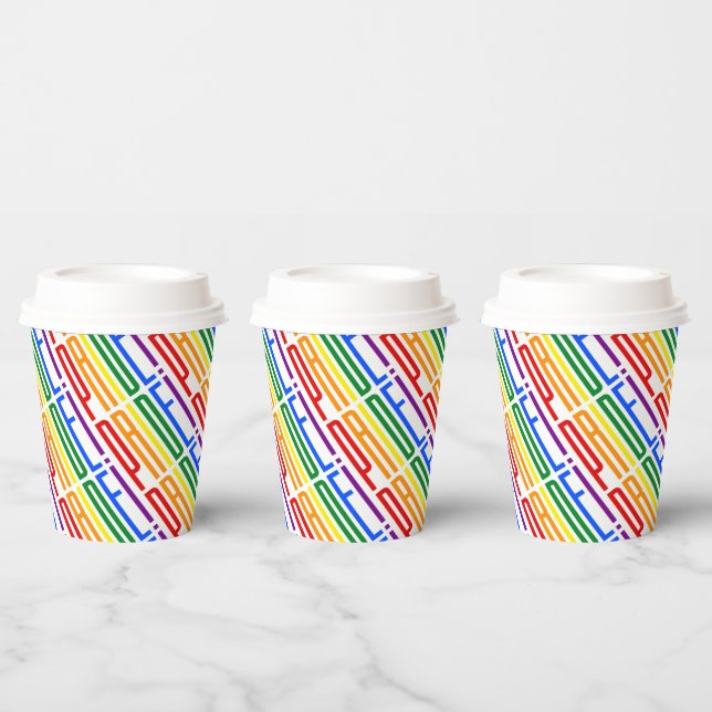 LGBT-Gay Pride-Regenbogen-Textmuster LGBTQ-Party Pappbecher (Multi)