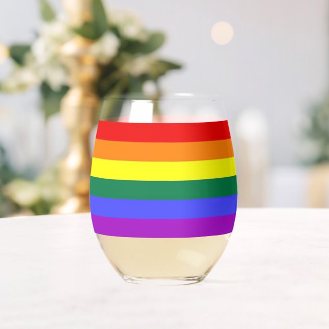 LGBT-Gay Pride-Regenbogenflagge Weinglas Ohne Stiel (Insitu (Hochzeit))
