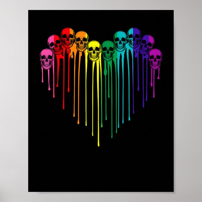 LGBT-Gay Pride Startet Flag Skull Herz LGBT Suppo Poster (Vorne)