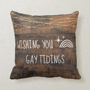 LGBT Gay Tidings Holiday Rainbow Icon Kissen