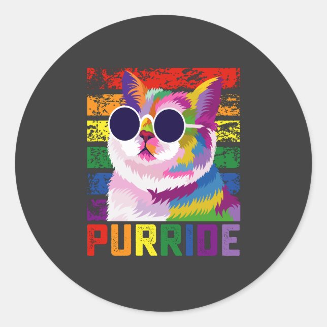 LGBT Gefärbte Krawatte Prix Cat Purride Gay Rainbo Runder Aufkleber (Vorderseite)