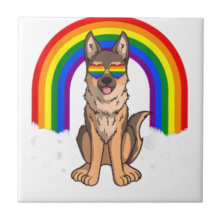 LGBT German Shepherd Dog Gay Pride Rainbow LGBTQ Fliese