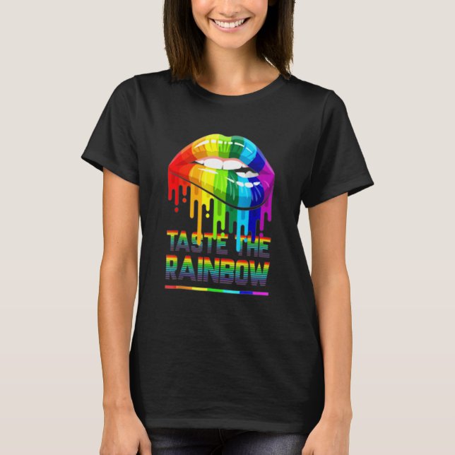 LGBT Geschmack Rainbow Lippen Lesbischer menschlic T-Shirt (Vorderseite)