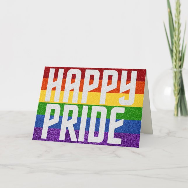 LGBT Glitter Happy Pride Card Karte (Vorderseite)