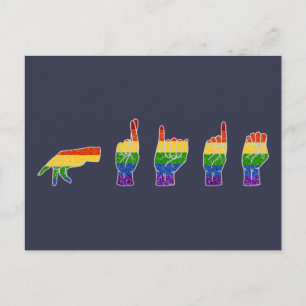 LGBT Glitter Regenbogen ASL Pride Postkarte