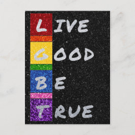 LGBT Glitzer Live Good Be True Card Postkarte