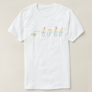 LGBT Glitzer Rainbow ASL Proud T - Shirt