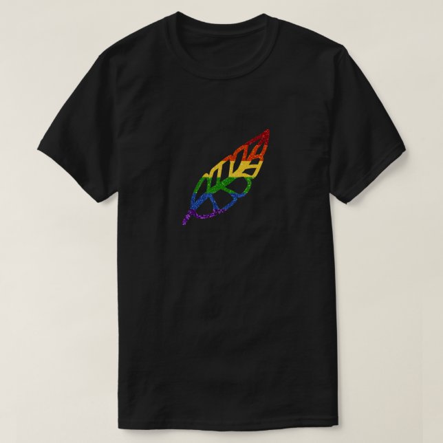 LGBT Glitzer Rainbow Feather T-Shirt (Design vorne)