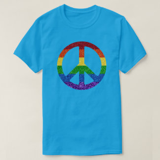 LGBT Glitzer Rainbow Peace Sign T-Shirt
