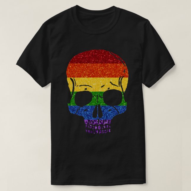 LGBT Glitzer Rainbow Skull T-Shirt (Design vorne)