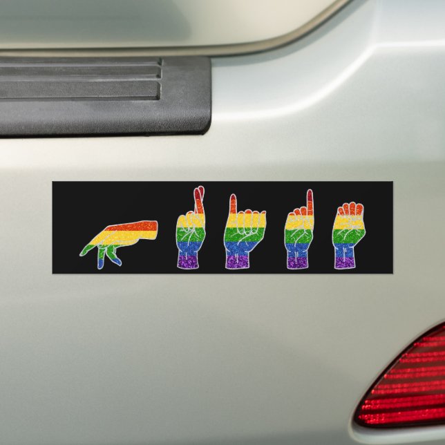 LGBT-Glitzer-Regenbogen-ASL-Preis Autoaufkleber (Auf Auto)