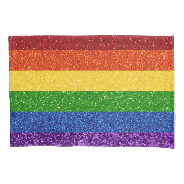 LGBT-Glitzer-Regenbogen-Flag-Kissenfall Kissenbezug (Vorderseite)