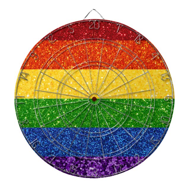 LGBT-Glitzer-Regenbogenfarben Dartscheibe (vorne)