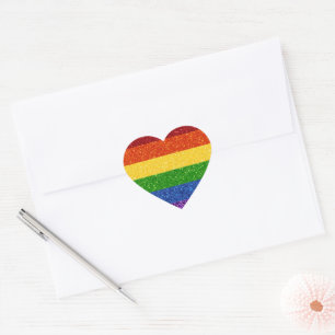 LGBT-Glitzer-Regenbogenfarben Herz-Aufkleber
