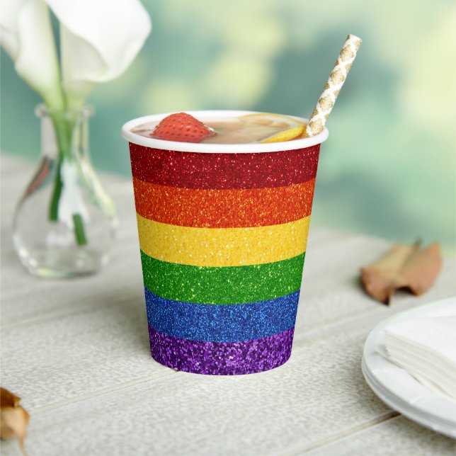 LGBT-Glitzer-Regenbogenfarben Pappbecher (In Situ)