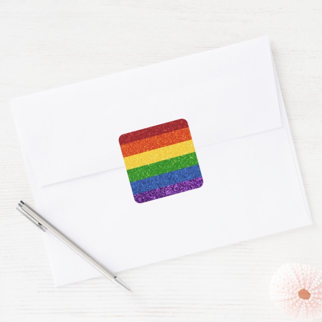 LGBT-Glitzer-Regenbogenfarben Quadratischer Aufkleber (Umschlag)
