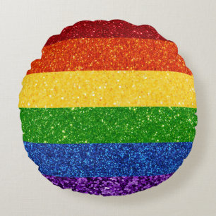 LGBT-Glitzer-Regenbogenfarben Rundes Kissen