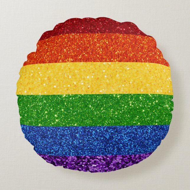LGBT-Glitzer-Regenbogenfarben Rundes Kissen (Vorderseite)