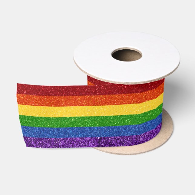 LGBT-Glitzer-Regenbogenfarben Satinband (Spule)