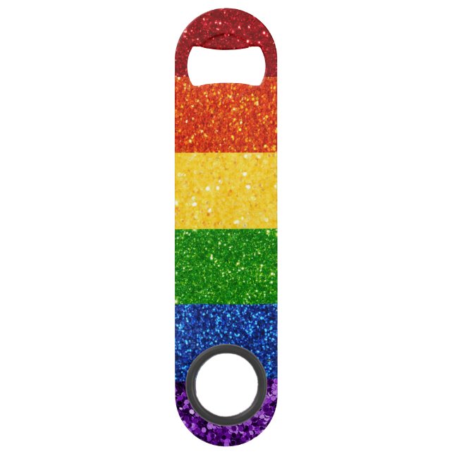 LGBT-Glitzer-Regenbogenfarben Speed Flaschenöffner (Vorderseite)