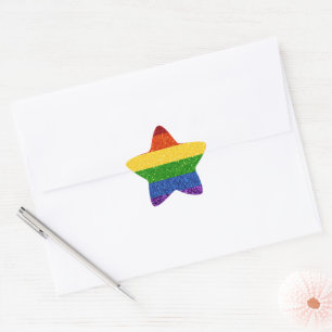 LGBT-Glitzer-Regenbogenfarben Stern-Aufkleber