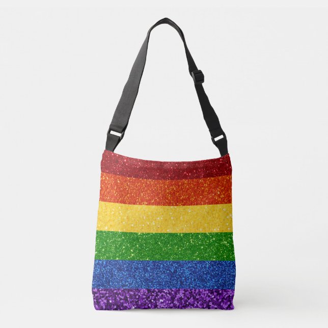 LGBT-Glitzer-Regenbogenfarben Tragetaschen Mit Langen Trägern (Vorderseite)