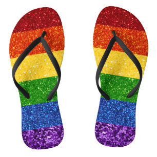 LGBT-Glitzer-Regenbogenflagge Flip Flops