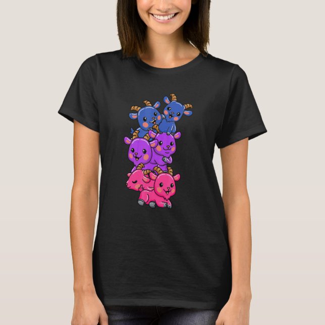 Lgbt Goat Goth Lgbt Flag T-Shirt (Vorderseite)