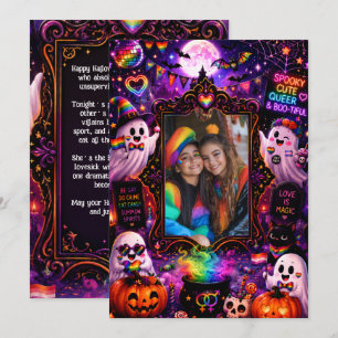 🎃🌈 LGBT Halloween Individuelle Fotogrußkarte Einladung
