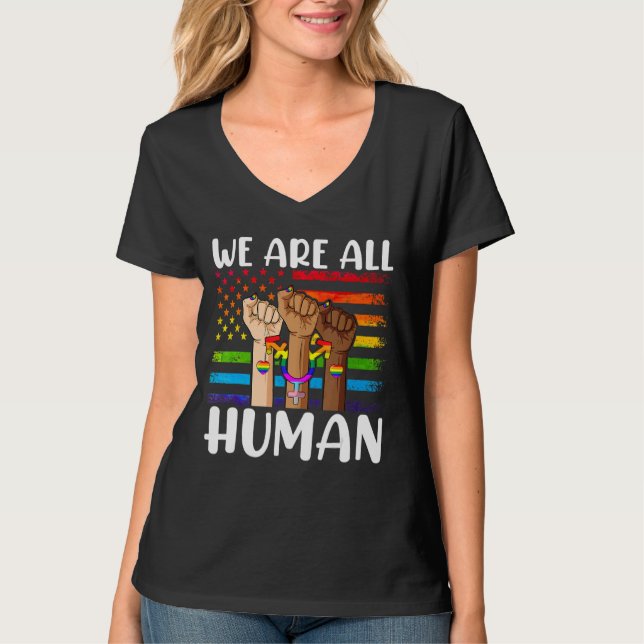 LGBT Hands Faust wir alle sind menschliche Gleichh T-Shirt (Vorderseite)