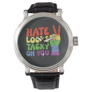 LGBT Hate sieht auf deiner Stolz Groovy tückisch a Armbanduhr